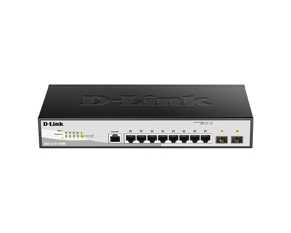 Коммутатор 2 уровня с 8 портами 10/100/1000Base-T и 2 портами 1000Base-X SFP