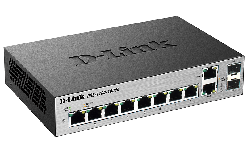 коммутатор 2 уровня с 8 портами 10/100/1000Base-T и 2 комбо-портами 100/1000Base-T/SFP