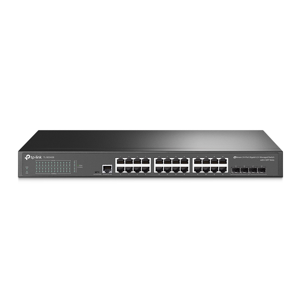 JetStream™ 24‑портовый гигабитный управляемый коммутатор уровня 2+ с 4 SFP-слотами
ПОРТЫ: 24 гигабитных порта RJ45, 4 гигабитных SFP-слота, консольный порт RJ45/Micro-USB
ХАРАКТЕРИСТИКИ: стальной корпус высотой 1U, монтируется в 19-дюймовую стойку
ОСОБЕНН
