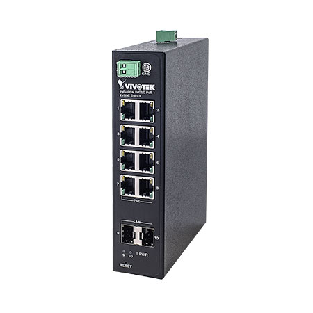 Коммутатор промышленный 8xGE PoE + 2xGE SFP Switch, Per PoE port up to 30W, Power budget 240W, 48~56VDC input, -40°C to 75°C