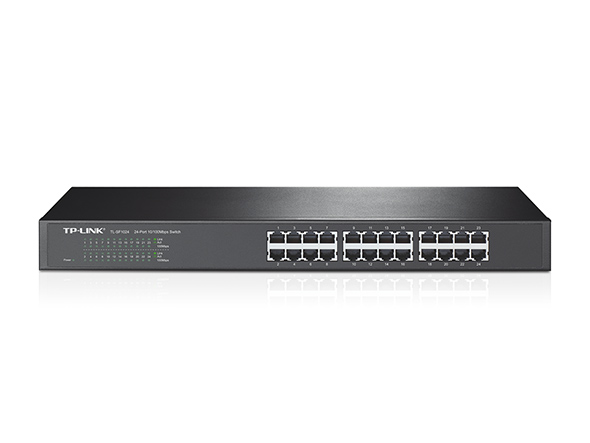 24-портовый коммутатор 10/100 Мбит/с
ПОРТЫ: 24 порта RJ45 10/100 Мбит/с
ХАРАКТЕРИСТИКИ: стальной корпус высотой 1U, монтируется в 19-дюймовую стойку
ОСОБЕННОСТИ: Plug and Play