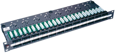 Неэкранированная коммутационная панель PowerCat 5E высокой плотности, 48 портов RJ45 568B категории 5E, высота 1U, графитовая