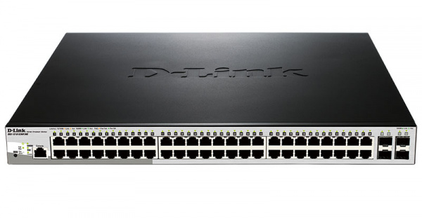Коммутатор с 48 портами 10/100/1000Base-T с поддержкой PoE и 4 портами 1000Base-X SFP