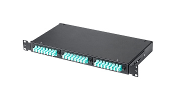 Кросс КСП, стационарный, полный комплект, 16 розеток 2LC/UPC, MM 50/125 OM4, 32 порта, 1U, цвет черный