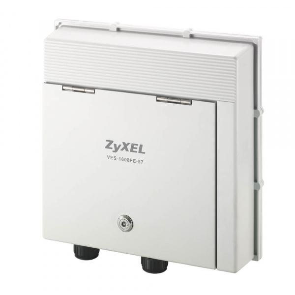 DSLAM Zyxel VES-1608FE-57A, 8 портов VDSL2+ (Annex B, 30a/17a, bonding), уличный, бесшумный, питание AC